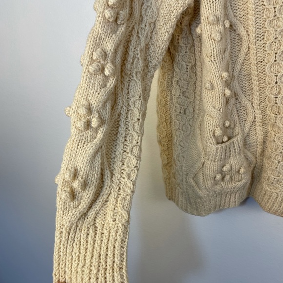 100% new wool hand knitted in Ireland button down cardigan sweater size m/l - Picture 6 of 13